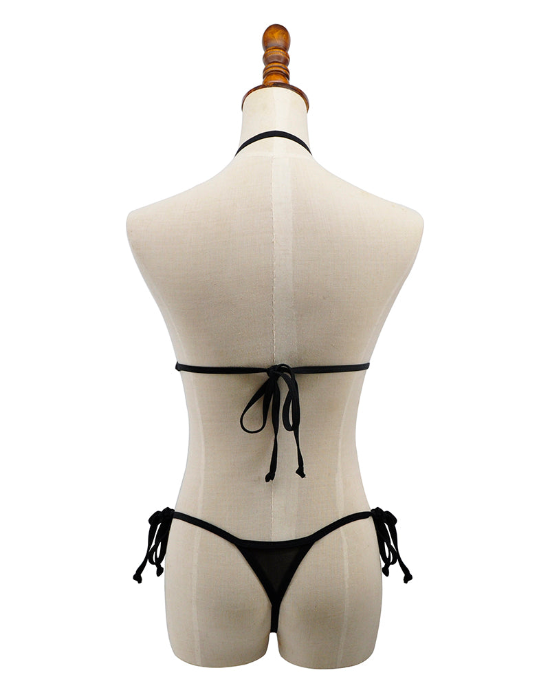 Black Fishnet Wrap Round Bikini G String Bottom