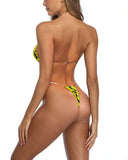 Ink Jet Printing Clear Strap Bikini Transparent Straps Bikini Thong Swimsuit for Women No Tan line