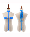Extreme Blue High Neck G-String Thong Micro Bikini Set Exotic Teardrop Top Swim Costumi