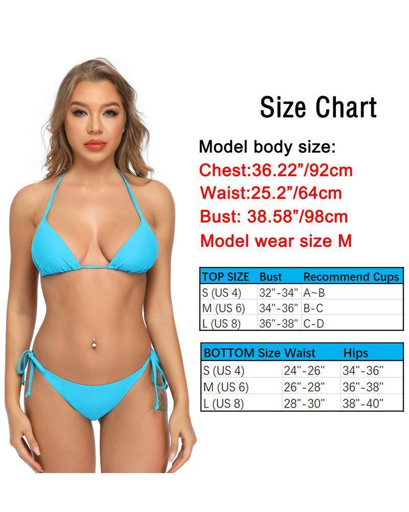 Navy Sailor Strips Side Tie Bikini Triangle Top & Cheekini Scrunchie Bottom
