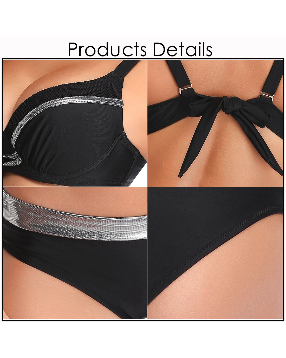 Black Bikini Bathing Suits for Women Two Piece