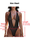 High Cut Bodysuit Sheer Plunging V-Front Monokini Thong Swimsuit for Women