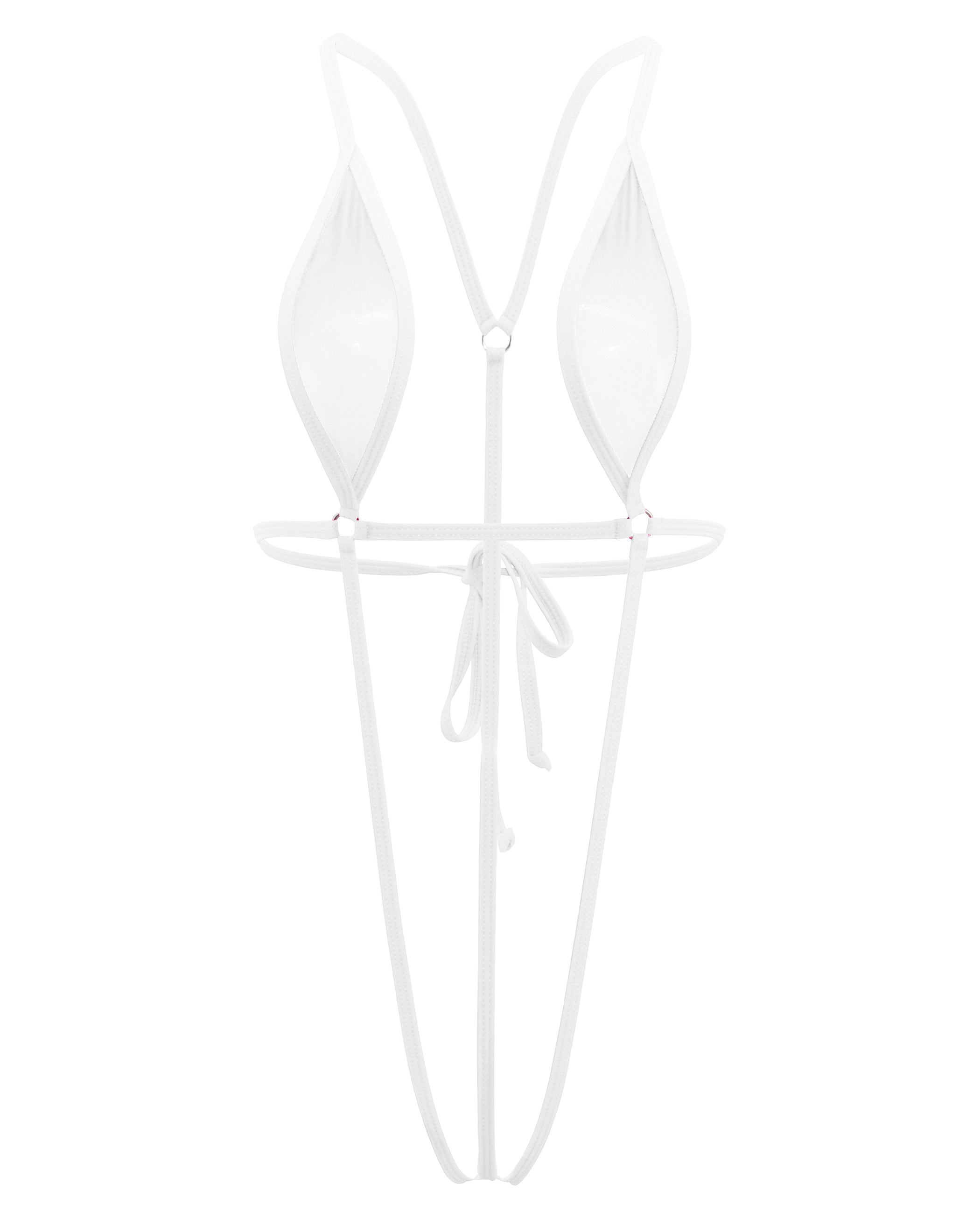 SHERRYLO Slingshot Bikini White Sheer Extreme Sling Bikini Mini Micro G String Bikini