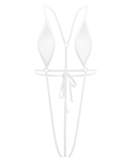 Blue Keyhole Micro Monokini Bikini One Piece G-String Thong Swimsuit