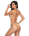 Striped Print Thong Bikini Set