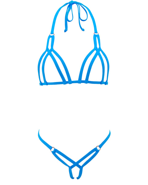 SHERRYLO Turquoise Star Extreme Micro Bikini Mini Slutty Crotchless G String Bikinis