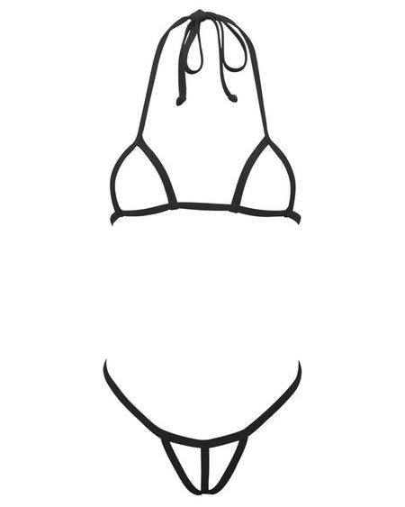SHERRYLO Black White Extreme String Micro Bikini