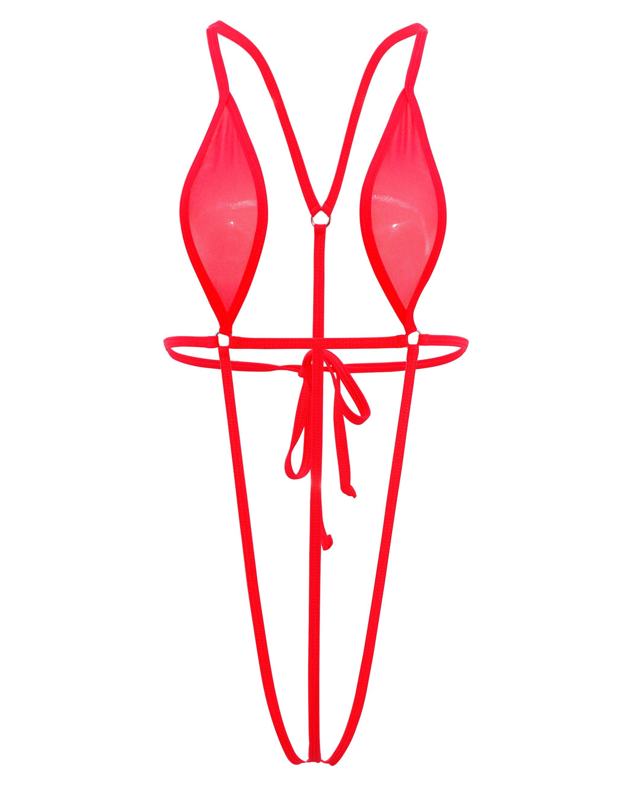 SHERRYLO Sling Bikini Red See Through Extreme Slingshot Bikini Mini Micro Crotchless G String Bikini