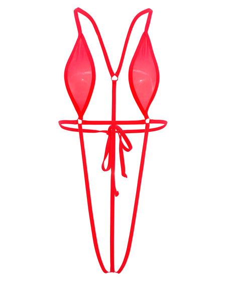 Red G String See Through Monokini Swimsuit