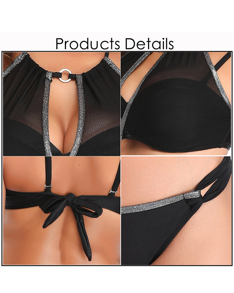 High Neck Bikini Push Up Swimwear for Women