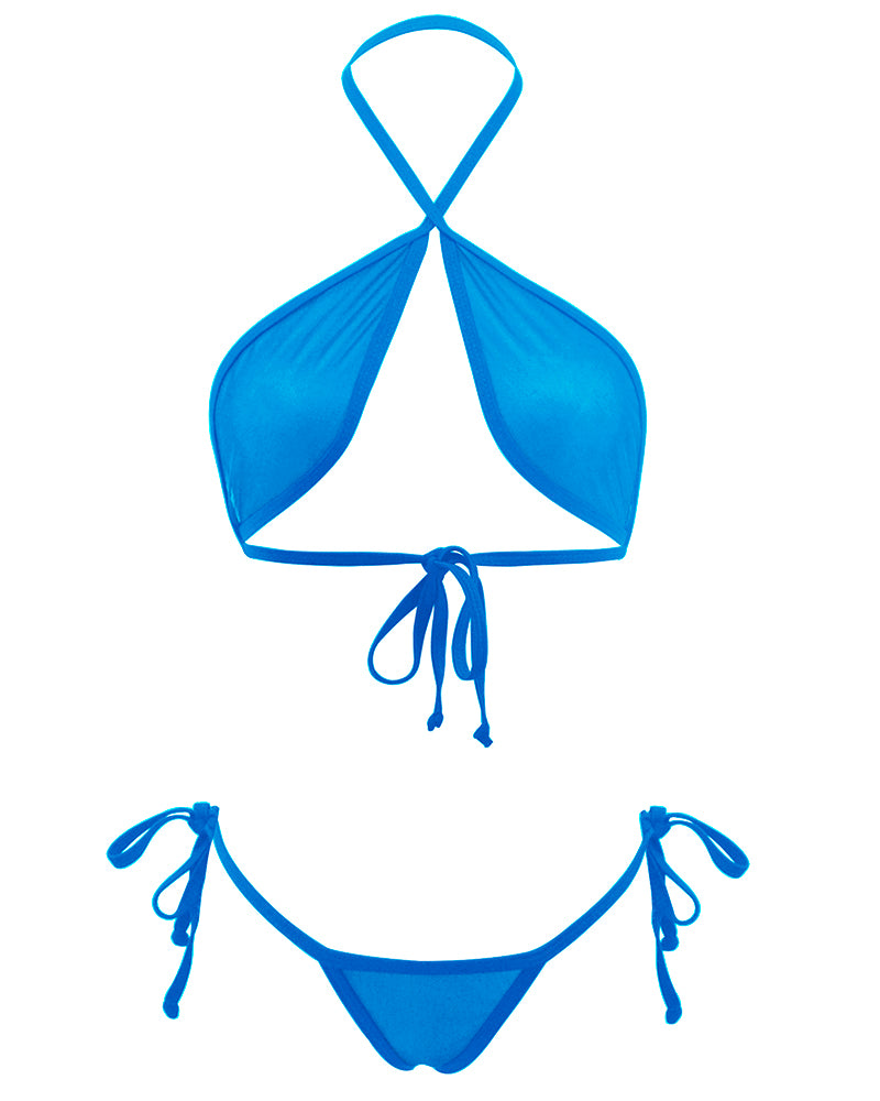 Blue See Through Bikini Sheer Mesh G String Bottom