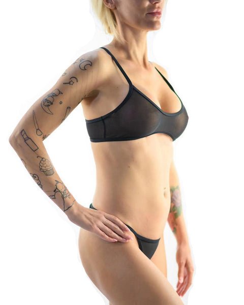 Black See Through Bikini Sheer Swimsuit Transparent Bathing Suit