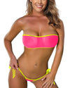 Blue Pink Sheer When Wet Swimsuit Micro Bikini Bandeau Top Mini Brazil Thong Bottom