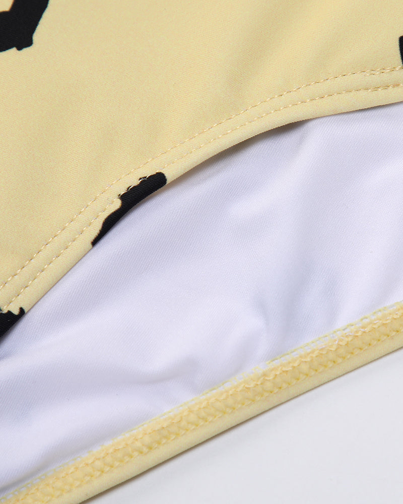 Yellow Printing One Piece Swimsuit for Women