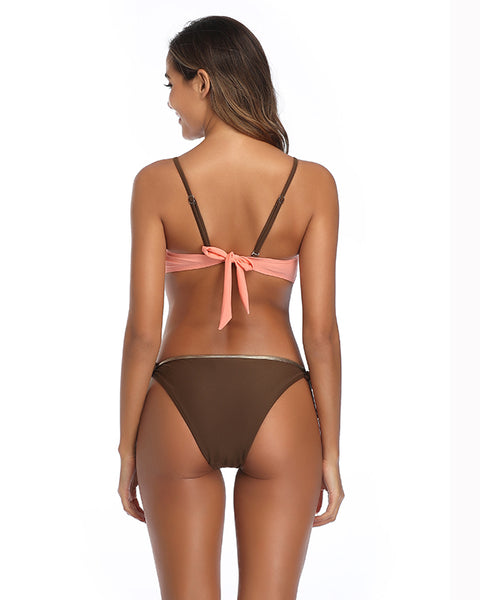 Coral Swimsuits Bikini Bandeau Top Side Tie Bottom
