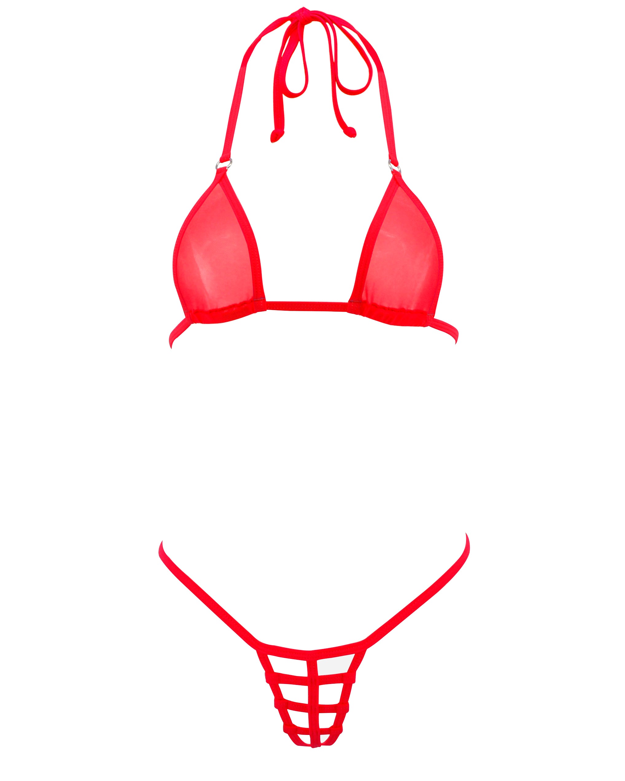 SHERRYLO Red See Through Micro Bikini Extreme Mini Slutty G String Bikinis