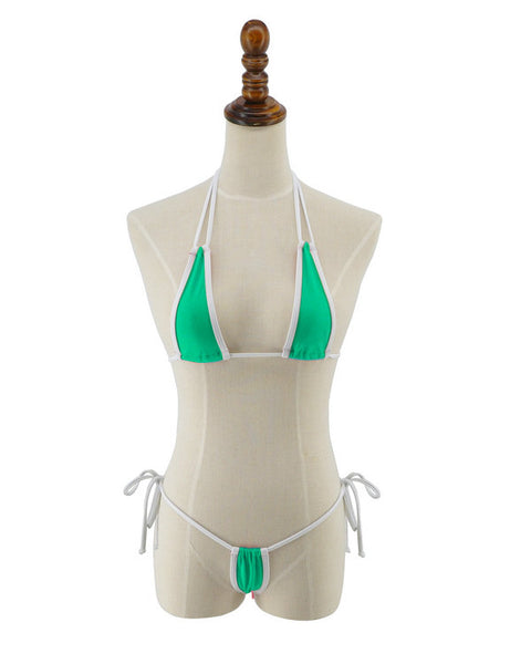 Green Very Hot Micro Bikini Side Tied G String Thong