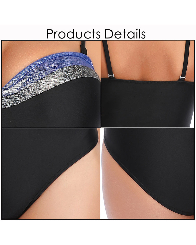 Black Bandeau One Piece Bathing Suits for Women