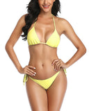 Yellow String Bikini Set Triangle Top With Scrunch Butt