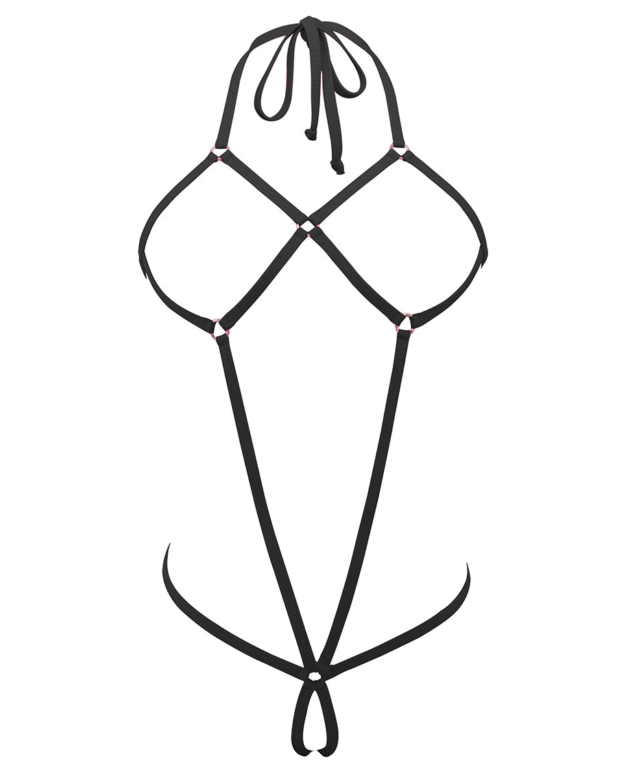 SHERRYLO Black Spider Extreme One Piece String Bikini