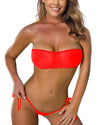 Red Mesh Micro Bikini See Through Bandeau Top Mini Brazil Thong Bottom