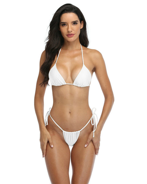 White Micro Thong Bikini Brazilian Thongs Bottom Triangle Top