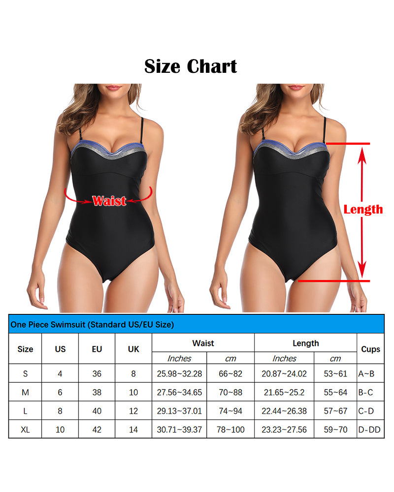 Black Bandeau One Piece Bathing Suits for Women