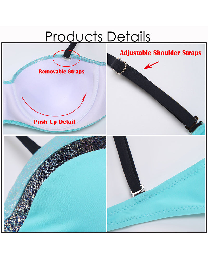 Sexy Turquoise Bandeau Bikini Swimsuits for Women