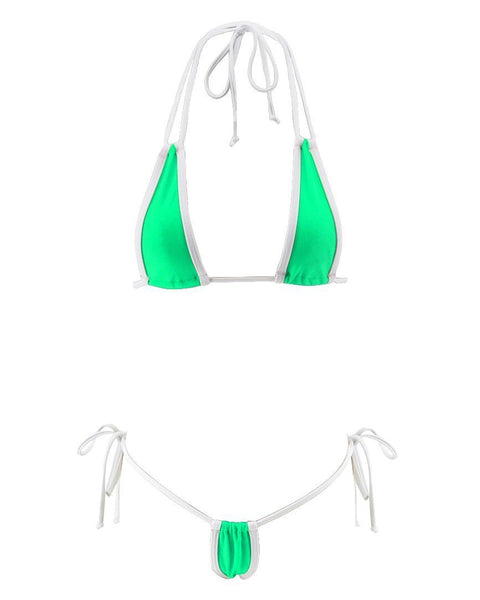 Green Very Hot Micro Bikini Side Tied G String Thong