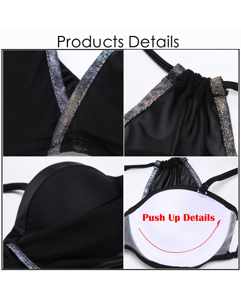 High Neck Bikini Push Up Swimwear for Women