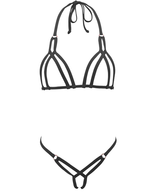 SHERRYLO Black Star Extreme String Bikini Mini Micro Crotchless G String Bikini