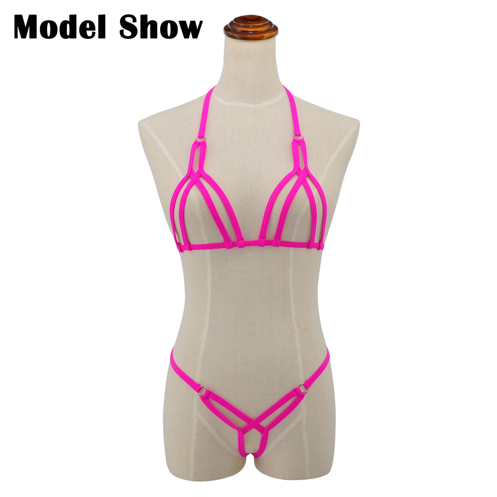 SHERRYLO Black Star Extreme String Bikini Mini Micro Crotchless G String Bikini