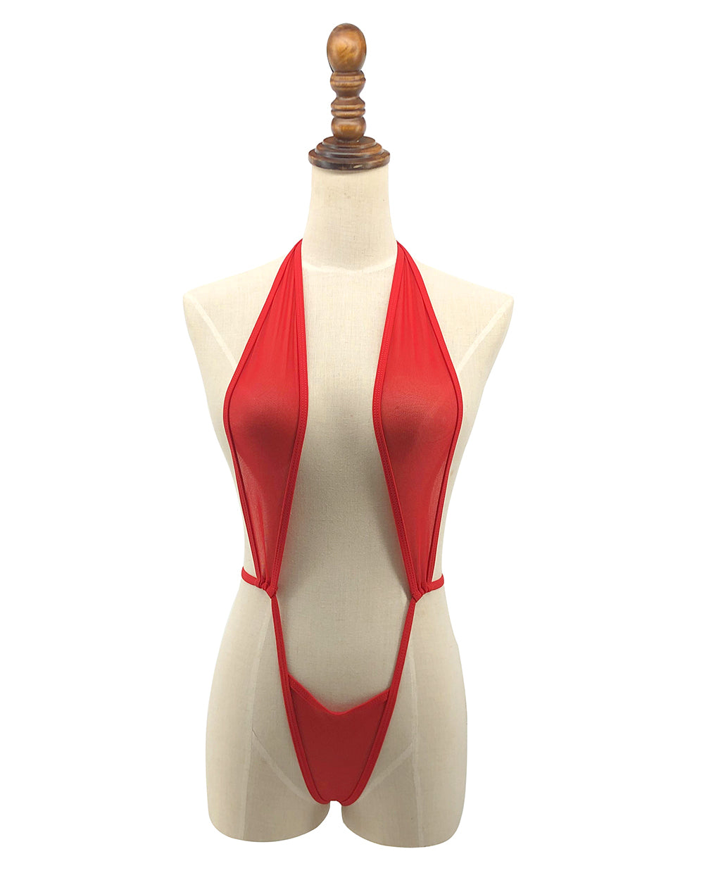 Red Sheer Monokini Bodysuit
