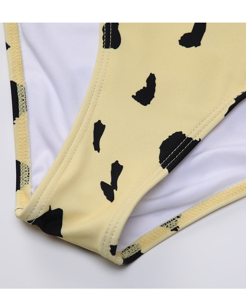 Yellow Printing One Piece Swimsuit for Women
