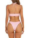 Pink Bathing Suit for Women Swimsuit Plain 2 Piece High Cut Bikini Sets