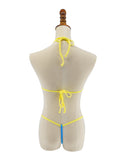 Yellow Blue Bikinis Extreme Micro G-String Bikini 2pc Mini Triangle Top Thong Bottom Minimal Coverage