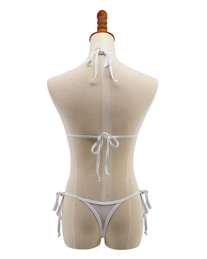 White Sheer Bikini See Through G string Micro Bikinis